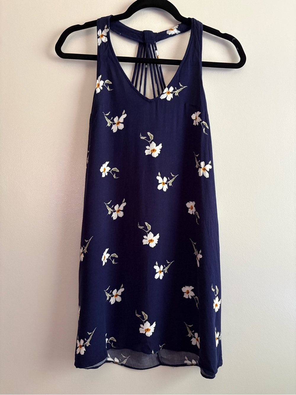 American Eagle Navy Daisy Floral Strappy Cage Back Viscose Mini Sundress XXS